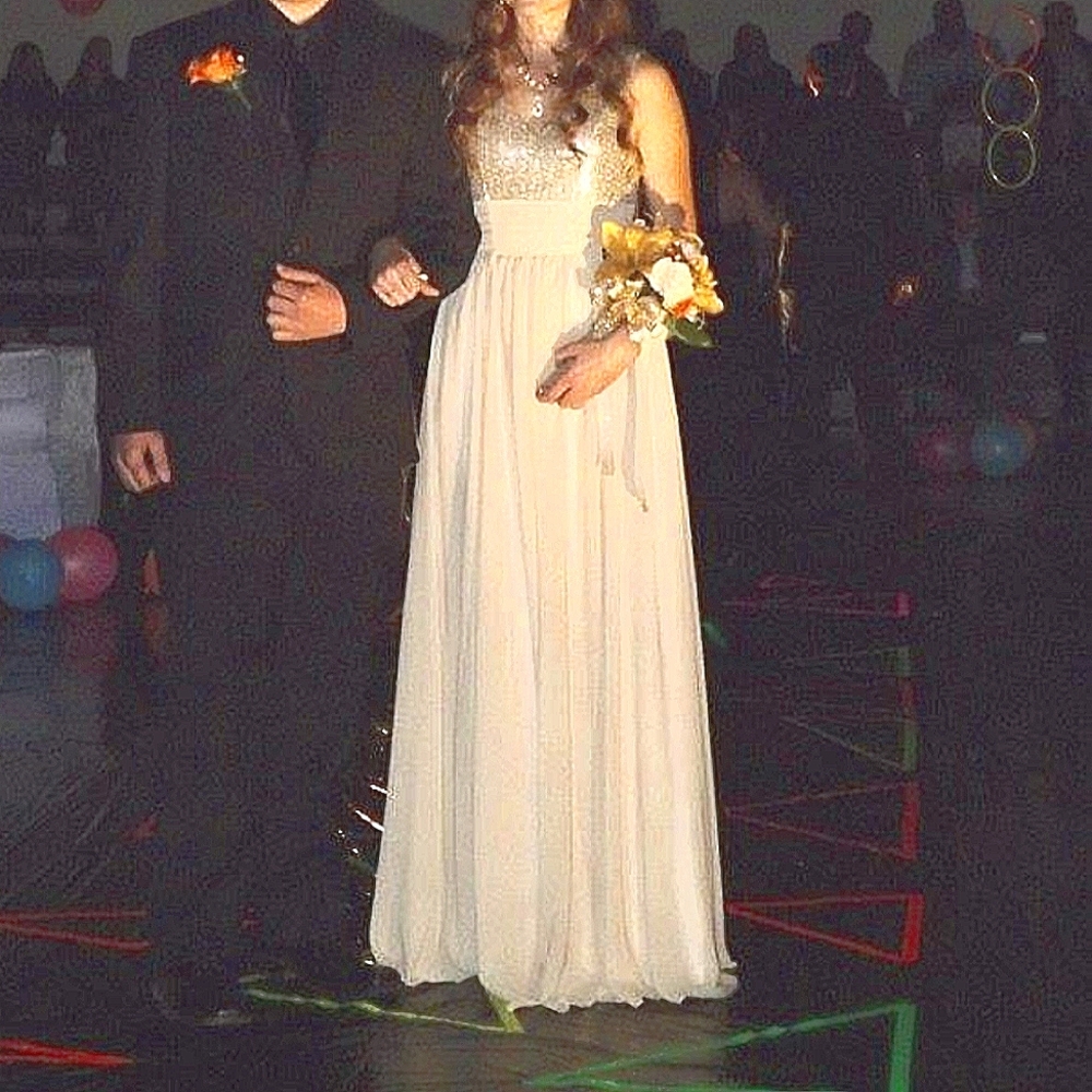 Sparkly Cream Prom Dress